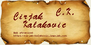 Ćirjak Kalaković vizit kartica